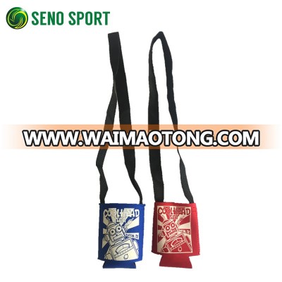 Promotion Collapsible Beer Neoprene Can Cooler Holder With Lanyard