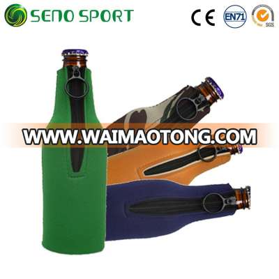 Custom Neoprene Beer Bottler Sleeve Cooler With Zipper And Base